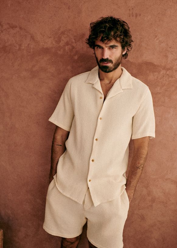 Priam Waffle Short - Ecru - Organic cotton - organic textile - Sézane