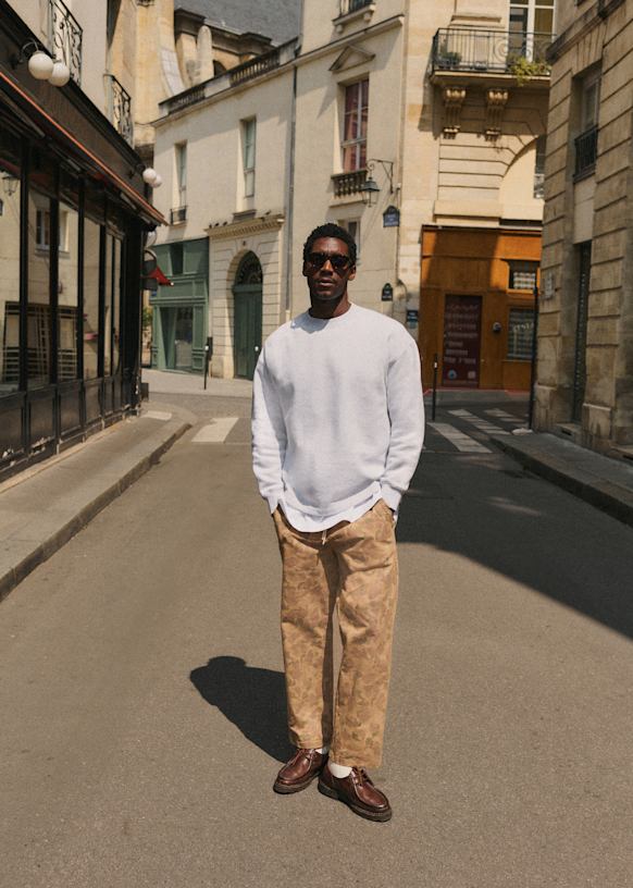 Melor Casual pants - Beige Stripe Navy - Cotton - Sézane