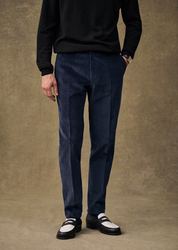Warren ベロアスーツパンツ - ミッドナイトブルー - オーガニック  