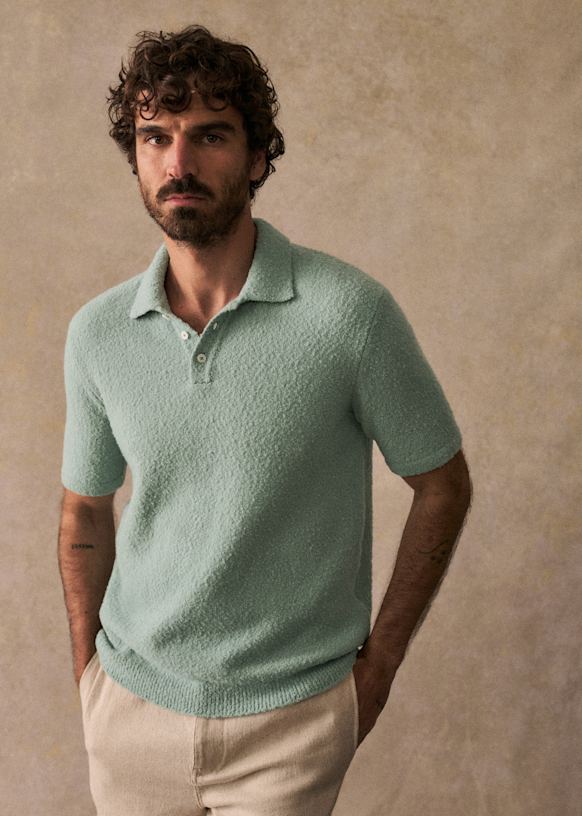 Caleb Knit Polo - Sea Green - Wool - Sézane