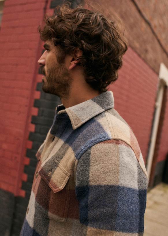 Lellan Shirt Rust / Beige / Navy Checks Wool Sézane
