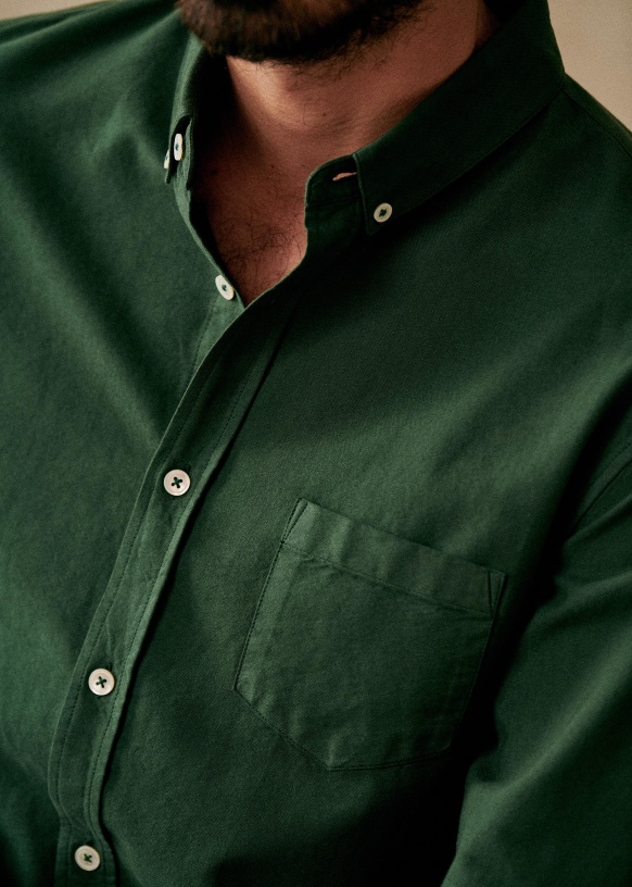 chemise sport en tissu oxford vert anis a coudières pour homme