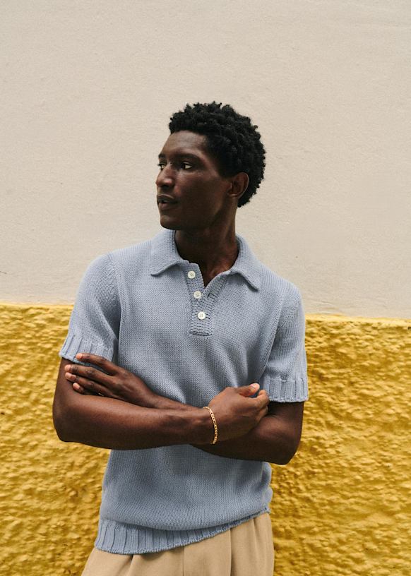 Camil Knit Polo - Blue - Organic cotton - organic textile