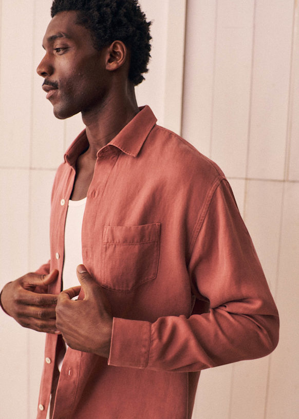 Darlan Casual Shirt - White with Khaki Stripes - Cotton - Octobre