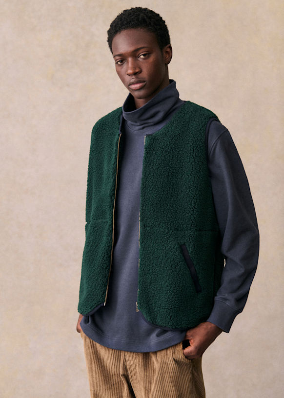 Cory Cardigan Green Recycled polyester Sezane