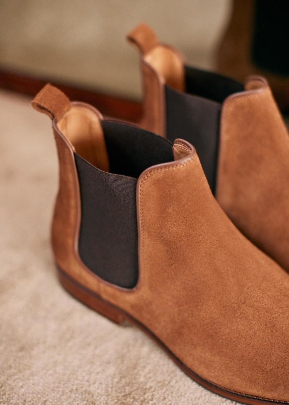 Bottines camel en daim outlet