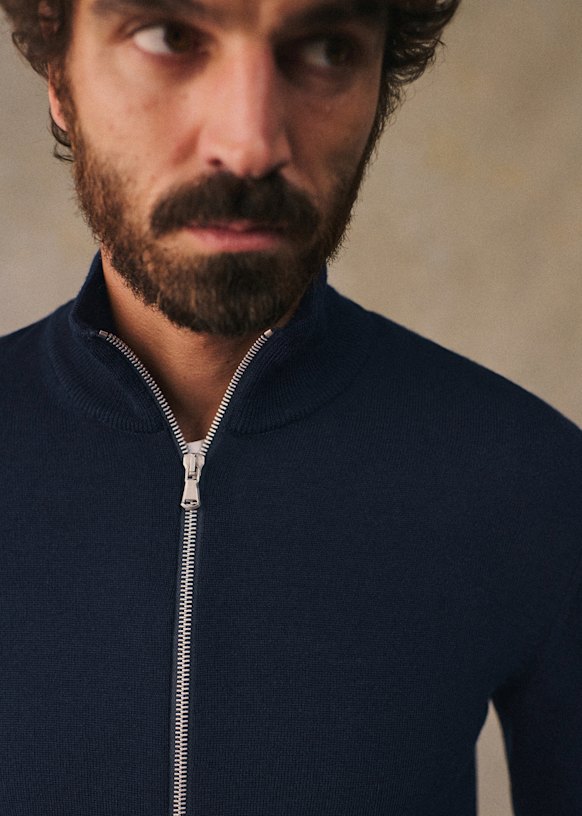 Micah Cardigan - Navy - Wool - Sézane
