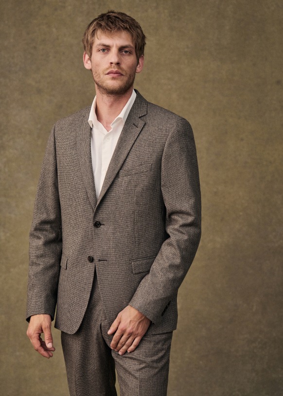 Veste Lucas Pied de Poule Beige Laine Octobre Editions