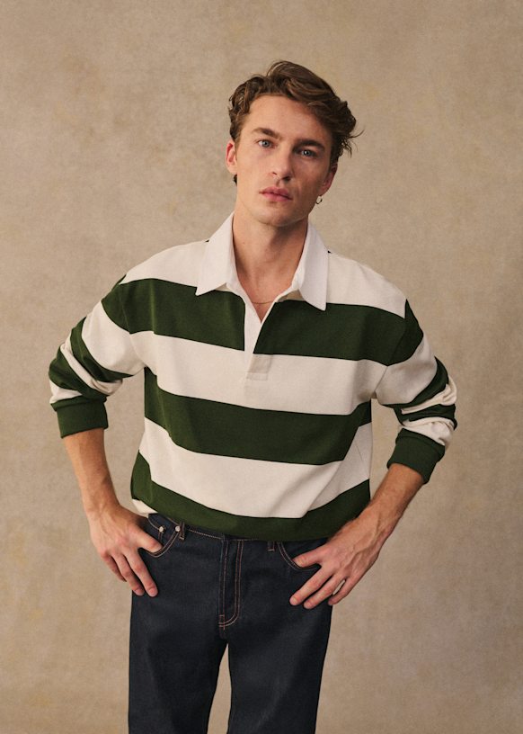 Talon Polo - Ecru / Green - Organic Cotton - Szane