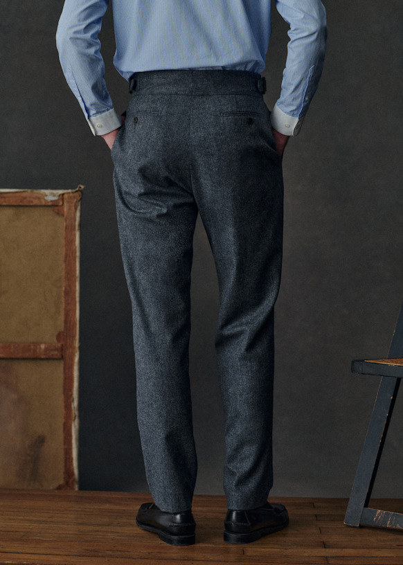 Terence Straight Pants - Blue Tweed - Wool - Sézane