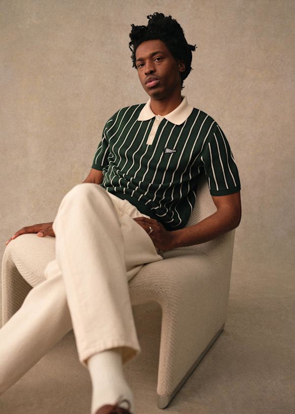 Amour Club Knit Polo - Green / Ecru - Organic cotton - organic