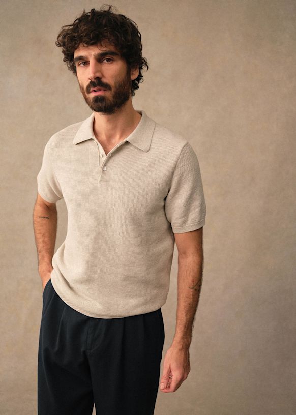 Sawyer Polo - Mottled Khaki - Organic cotton - organic textile