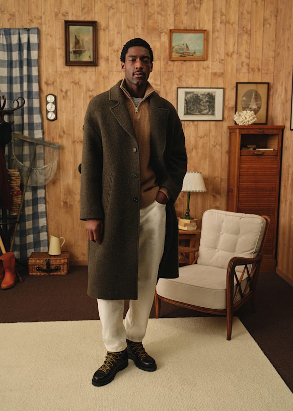 Hugh Coat - Olive Green - Wool - Sézane