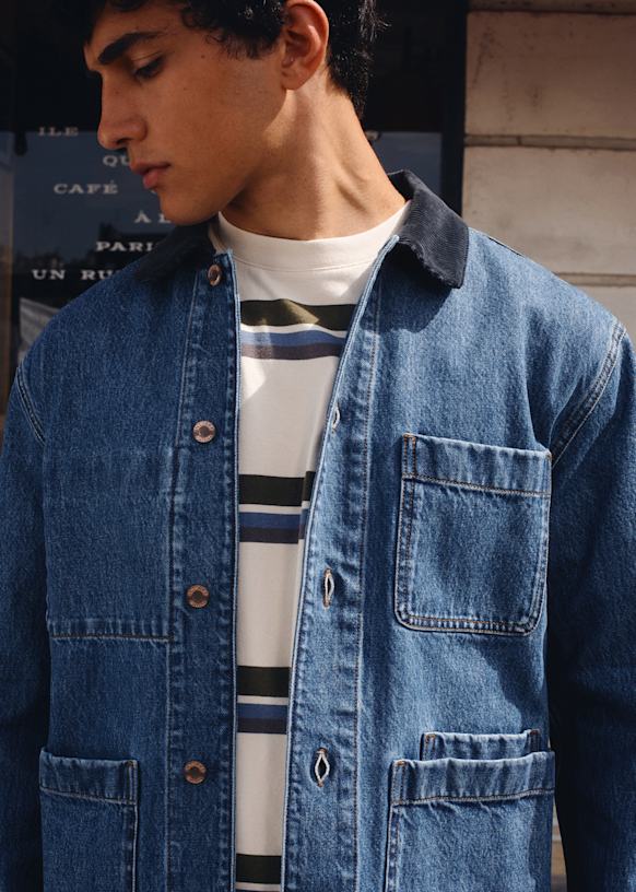 M*d様 AUBERGE devon navy 42 Devon Jacket - Olive Green - Organic Cotton - Sézane
