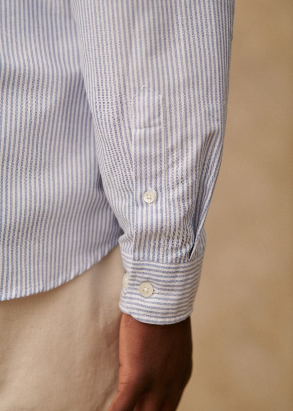 Chemise De Service Homme Bleu Clair - 65% Polyester, 35% Coton, Coupe Droite