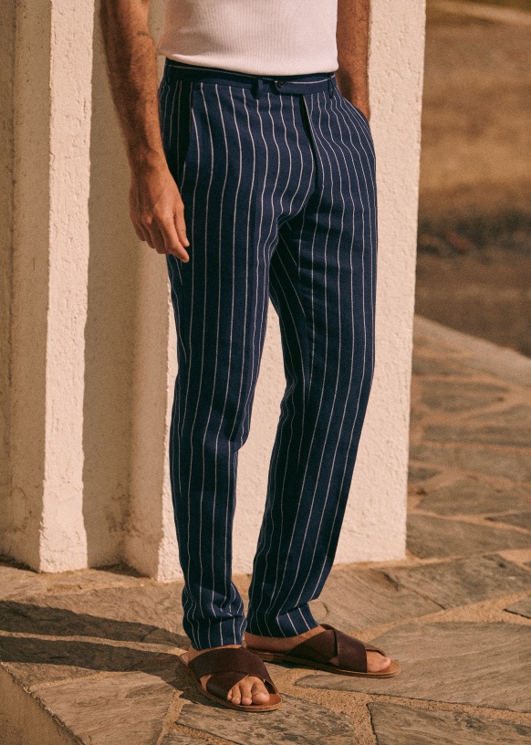 Jody Trousers Blue White Stripes Cotton Octobre Editions