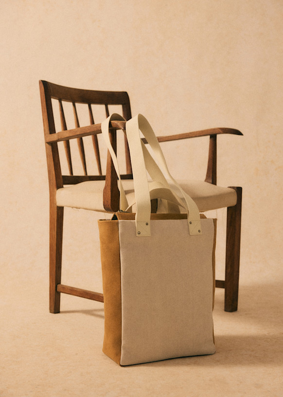 トートバッグ Kasai - エクリュ／キャメル - Sézane