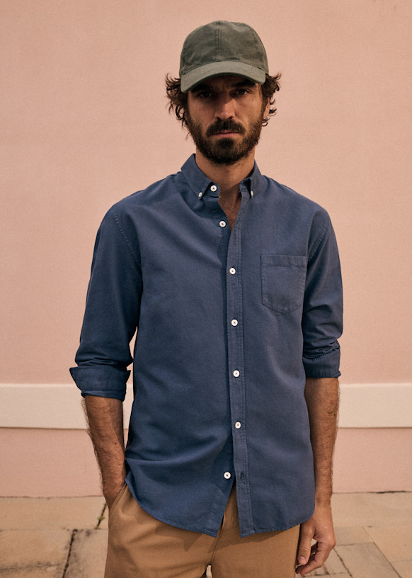 Oxford Charlie Shirt - Blue Stripes - Organic Cotton - Sézane