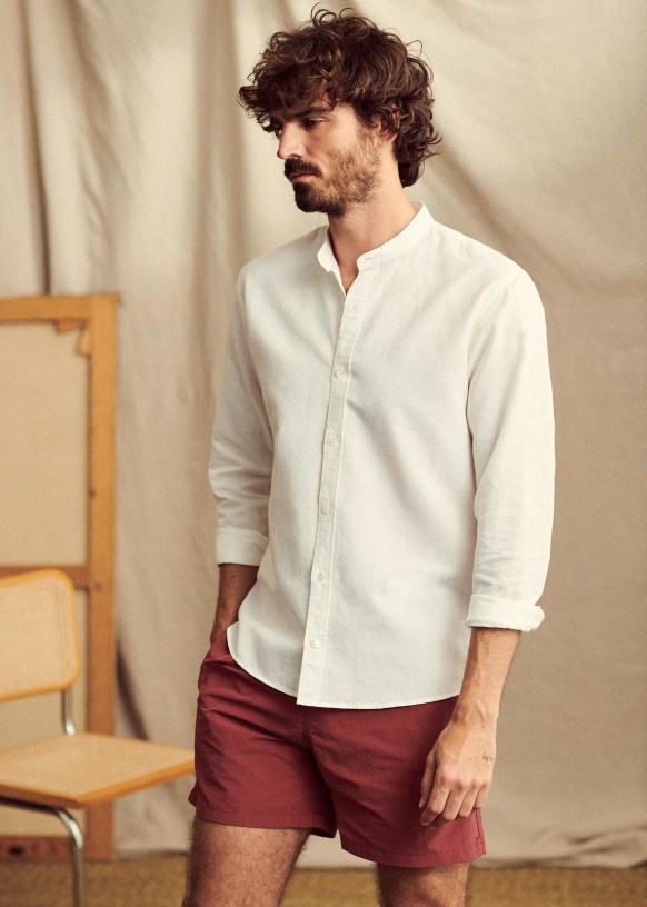 Cotton Linen Benny Shirt - Khaki Faded - Unknown - Octobre Éditions