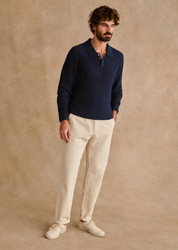 Marco Sweater Navy 0rganic cotton textile made from organic