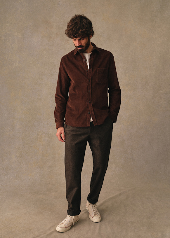 Lars Velours Shirt - Brown - Organic cotton - organic textile