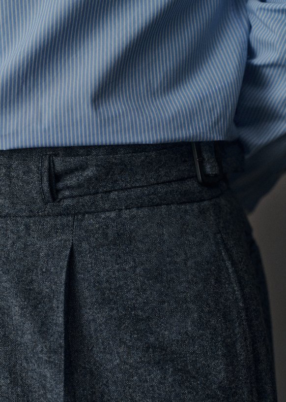 Terence Straight Pants - Blue Tweed - Wool - Sézane