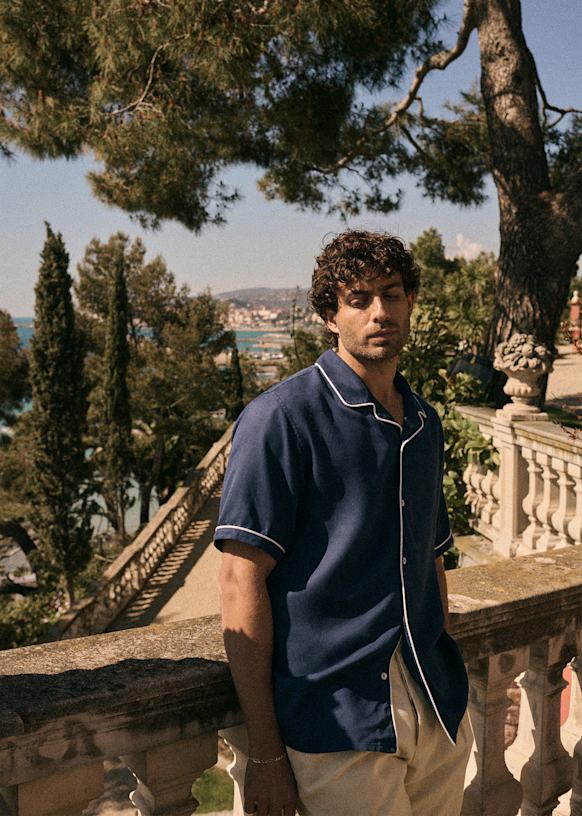 Chemise Helio Marine Blanc Lyocell Sézane