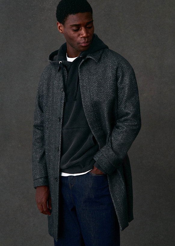 Weldon Coat - Charcoal Grey Speckled - Wool - Sézane