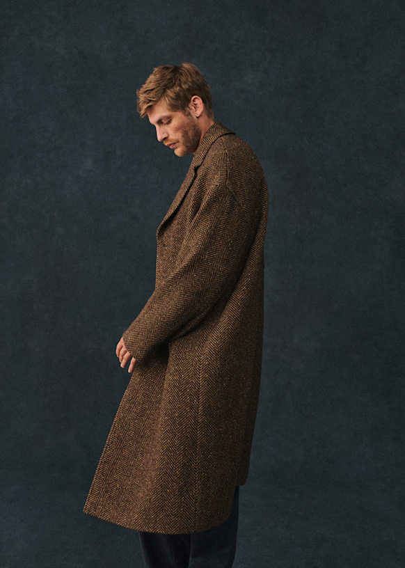 Hugh Coat - Herringbone Brown - Wool - Octobre Éditions