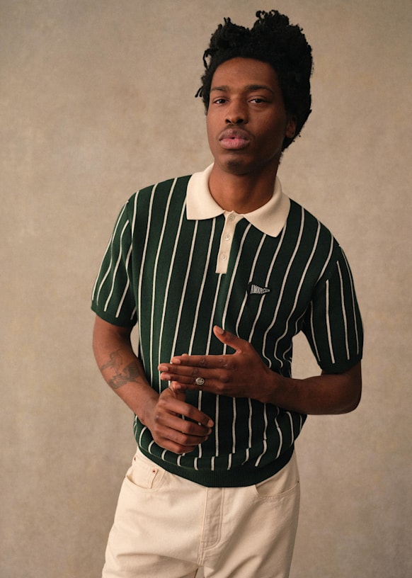 Amour Club Knit Polo - Green / Ecru - Organic cotton - organic