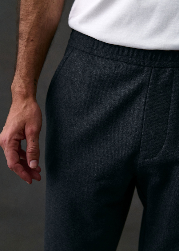 新品 DAIRIKU 22aw Wool Deck Detail Slacks Danny Wool Trousers - Charcoal Grey - Wool - Octobre Éditions