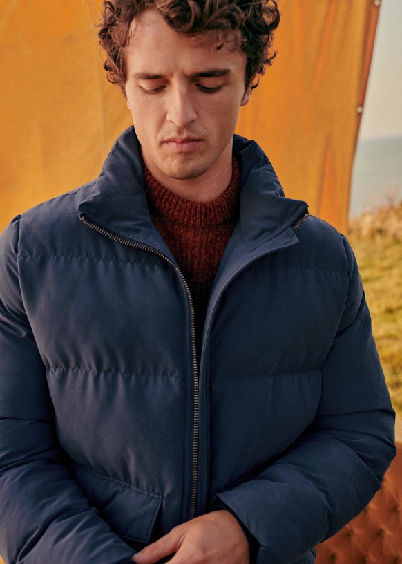 Navy blue polyester best sale casual jacket