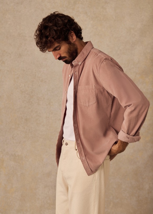 Velvet Charlie Shirt Vintage Pink Organic Cotton Octobre Editions