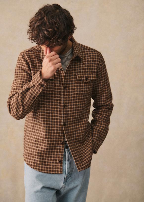 Ethan Checkered Shirt - Camel / Beige - Wool - Octobre Éditions