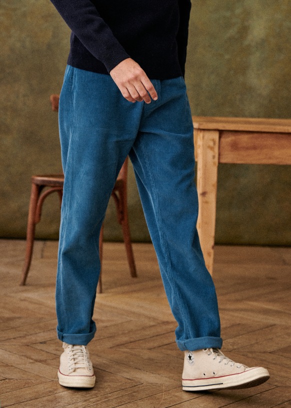 Navy corduroy pants store outfit