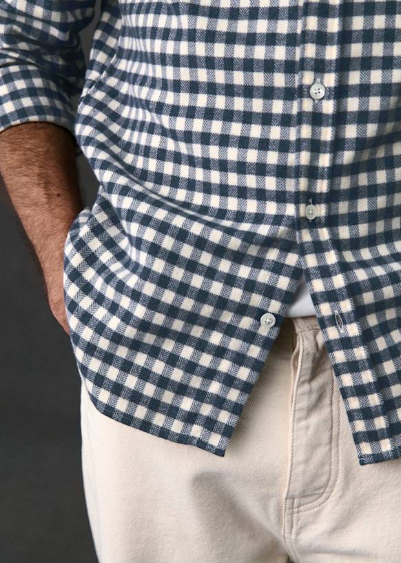 Checked Flannel Charlie Shirt - Charcoal / Ecru - Wool - Sézane