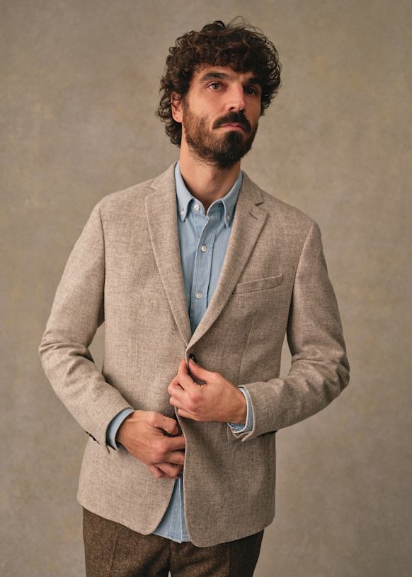Lucas Jacket - Light Mottled Brown - Wool - Sézane
