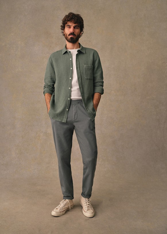 Lars Waffle Shirt - Sage Green - Organic cotton - organic textile