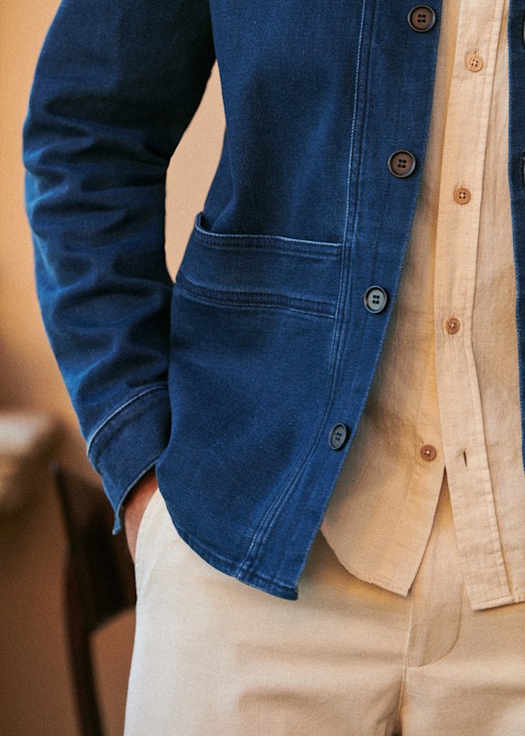 SEZANE ネイビージャケット Will Jacket - Natural - Cotton - Sézane
