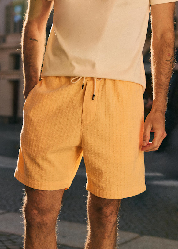Priam Texturé Short - Yellow - Cotton - Sézane