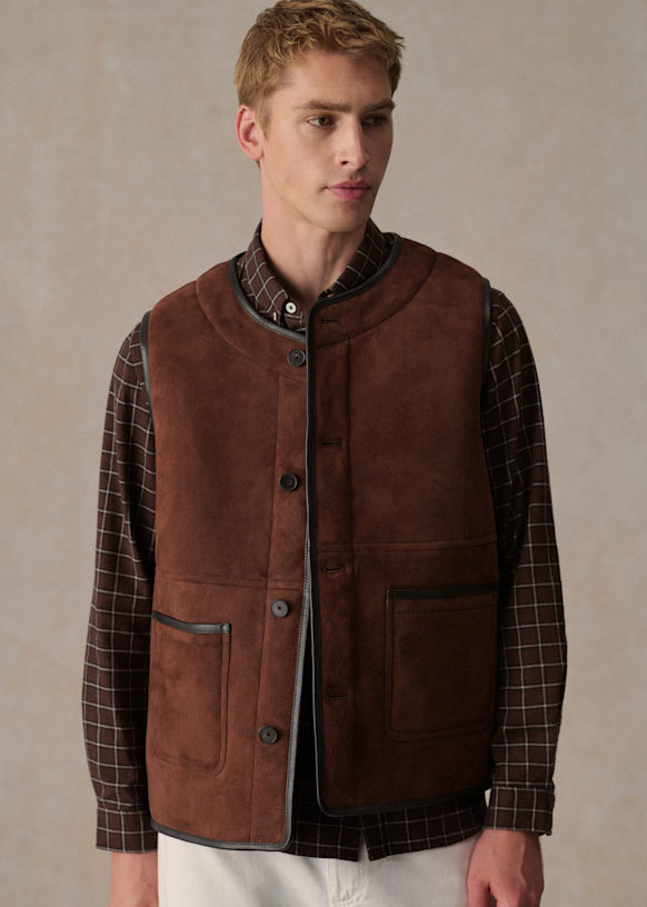 Wright Sleeveless jacket - Brown - Sheep leather - Sézane