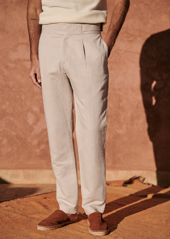Terence Straight Pants - Light Beige - Linen - Octobre Éditions