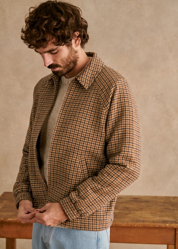 Howson Jacket Beige Houndstooth Recycled wool Sezane