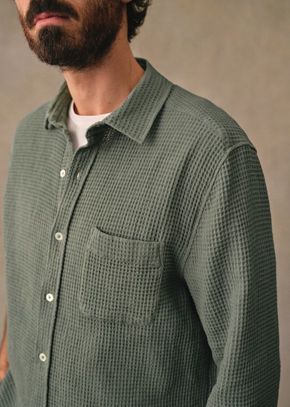 Lars Waffle Shirt - Sage Green - Organic cotton - organic textile