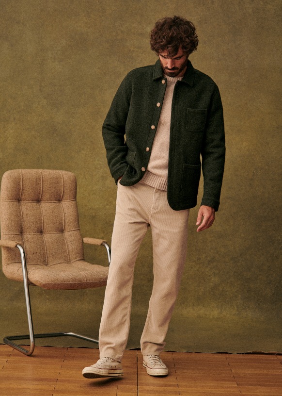 Jameson in Double Face Knit Chevron Blue Sweater