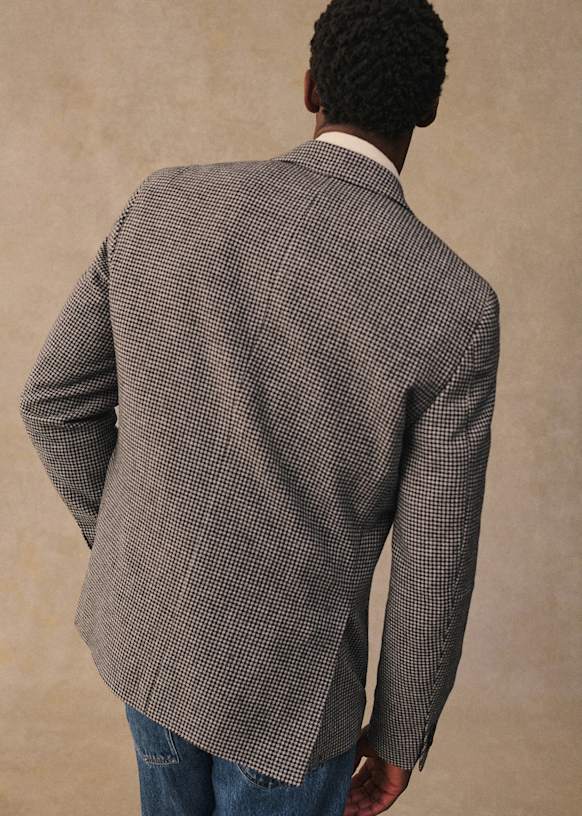 Riddle Jacket - White / Black houndstooth - Wool - Sézane