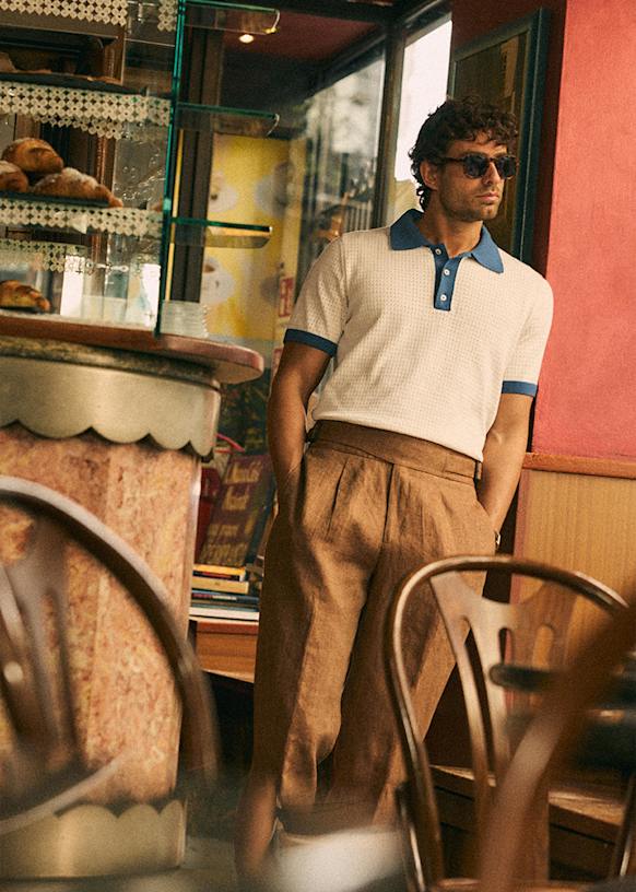 Otto Knit Polo - White / Navy - Organic Cotton - Octobre Éditions