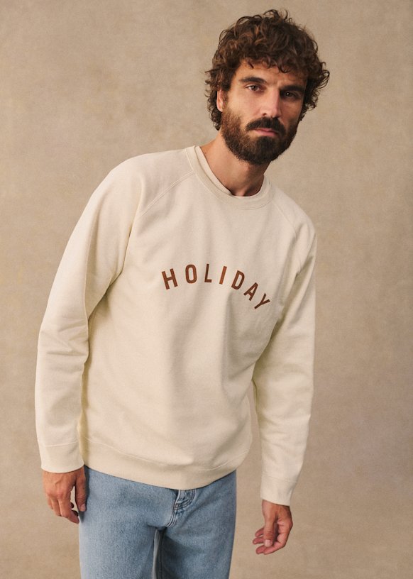 トップス HOLIDAY SUPER FINE Octobre Editions x Holiday Sweat-Shirt - Chalk / Brown - Organic