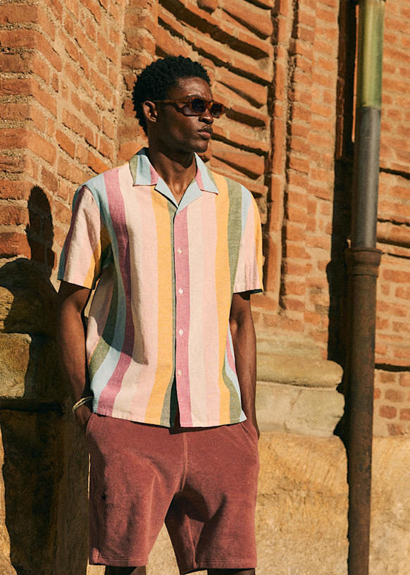 Holt Cotton Linen Shirt - Multicoloured Stripes - Linen - Octobre