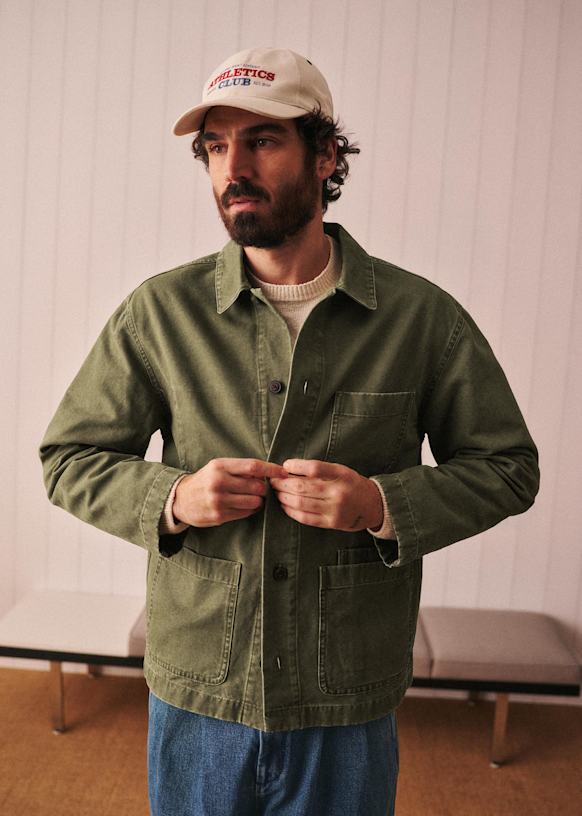 Devon ジャケット - カーキ - オーガニックコットン - Sézane